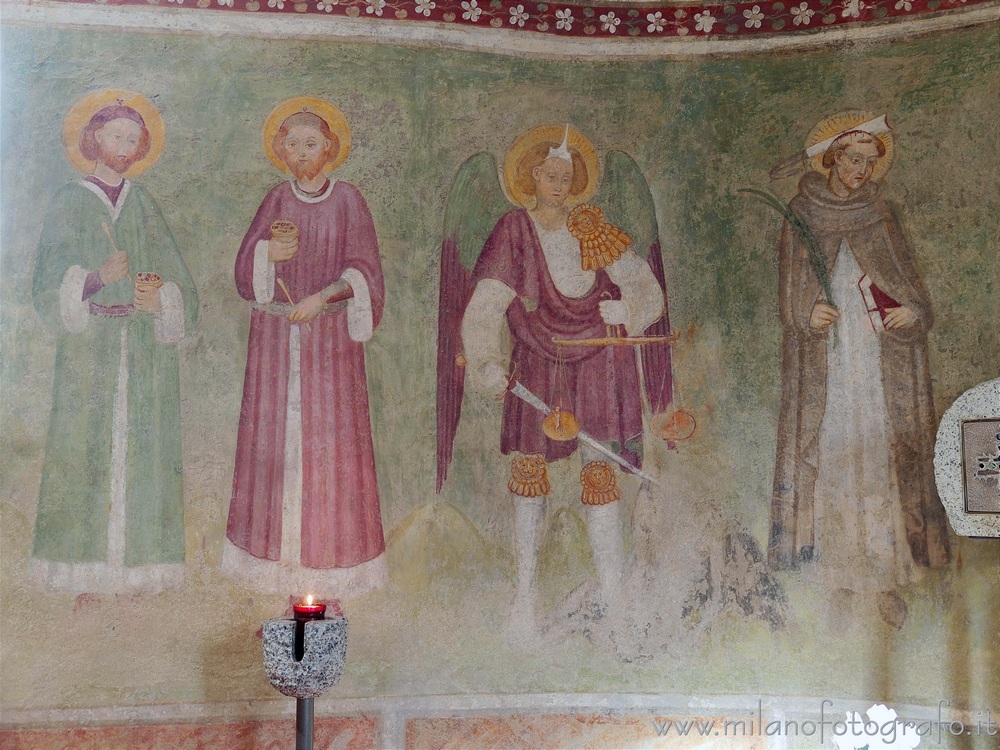 Milan (Italy) - Frescoed wall of the apse of the Church of San Siro alla Vepra